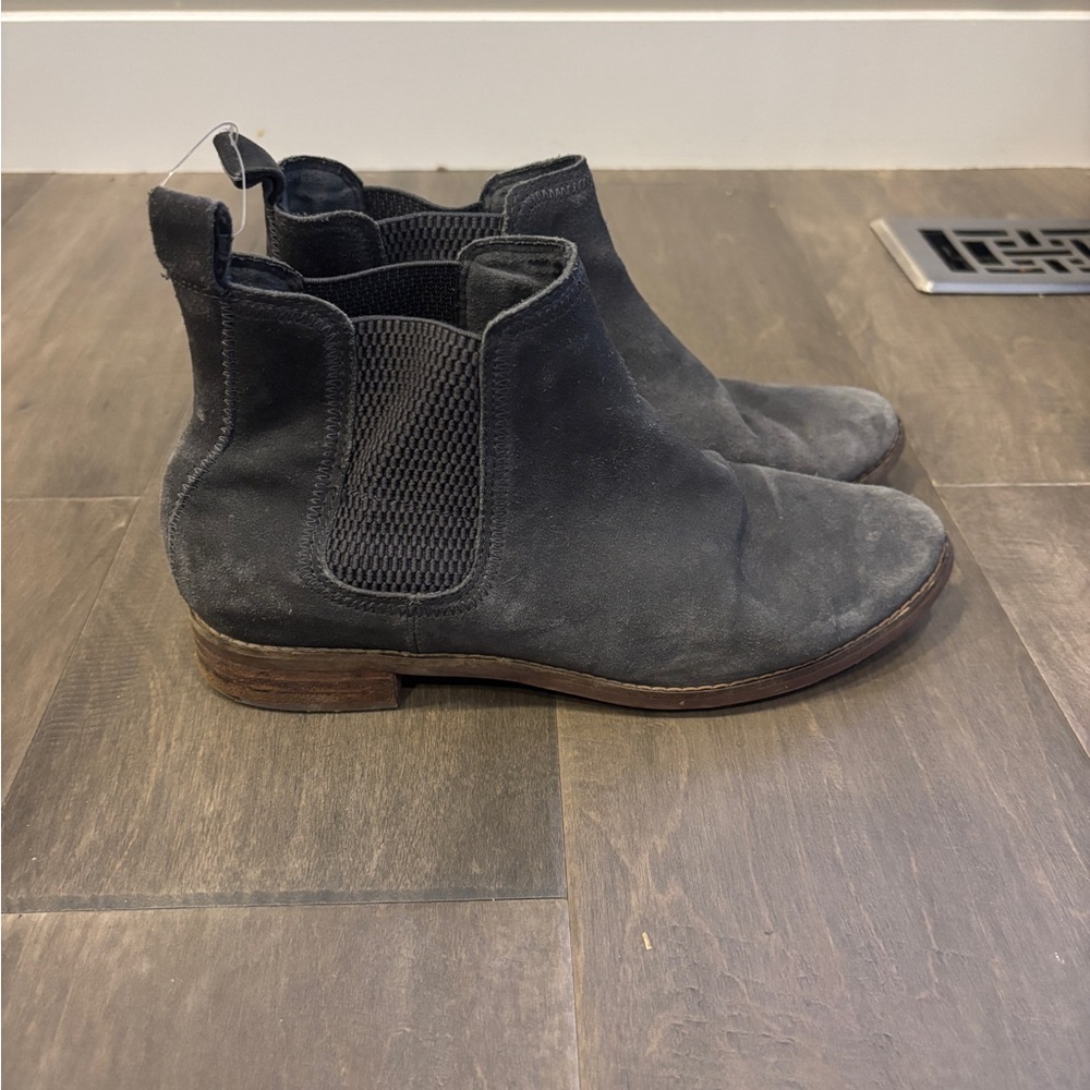 Toms Black Suede Chelsea Ankle Boots